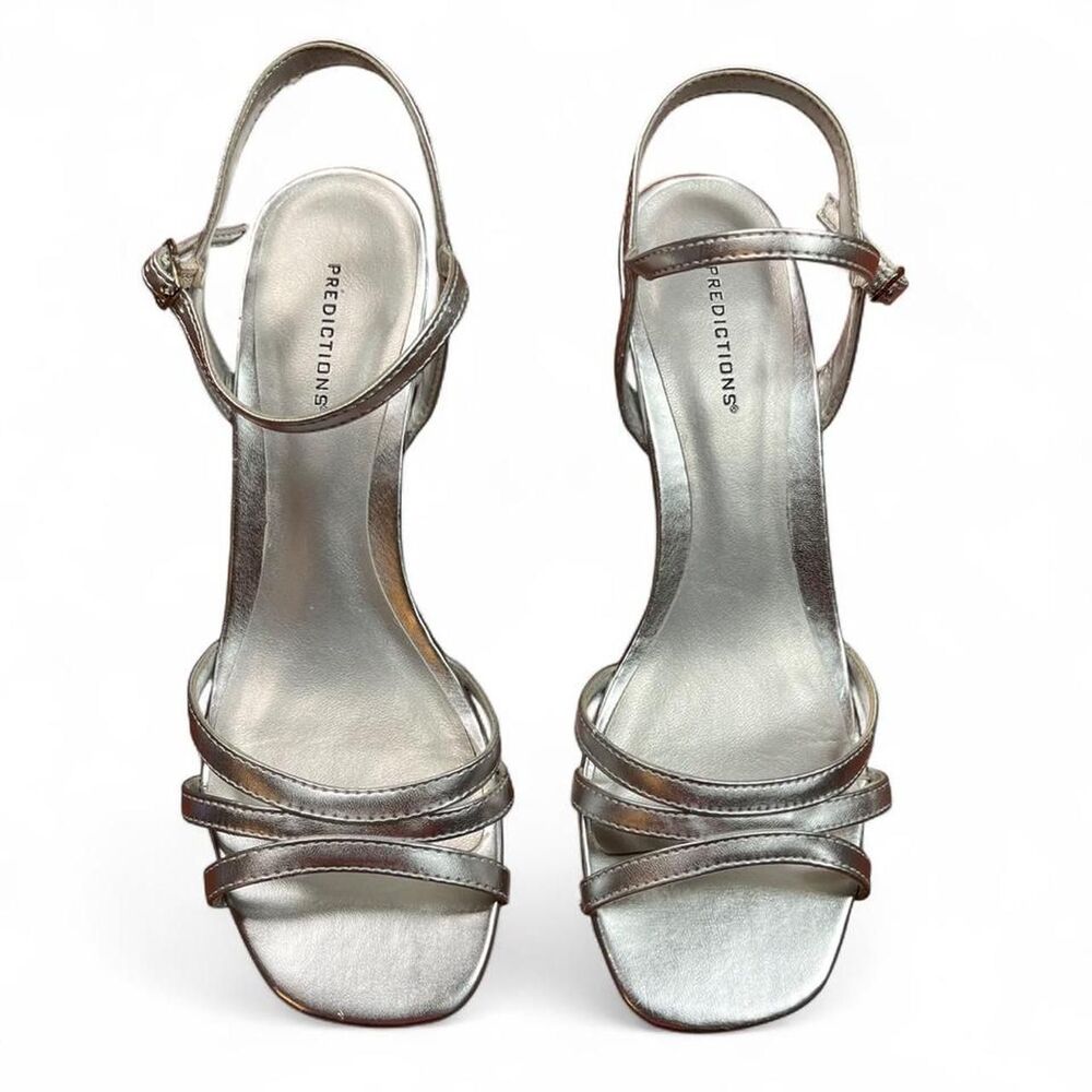 Predictions Women's Silver Kitten Heel Strapped Formal Sandals